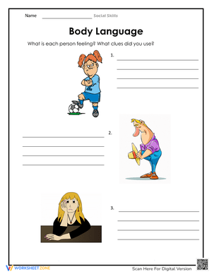Body Language Worksheet for Kids