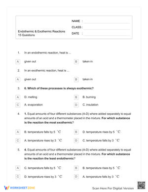 Exothermic Reactions with Quiz