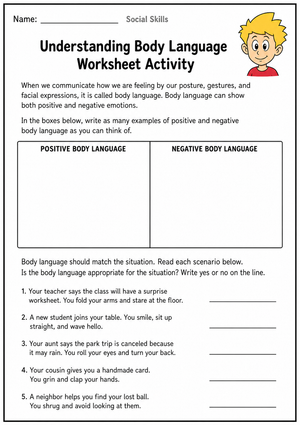 Understanding Body Language Worksheet Activity