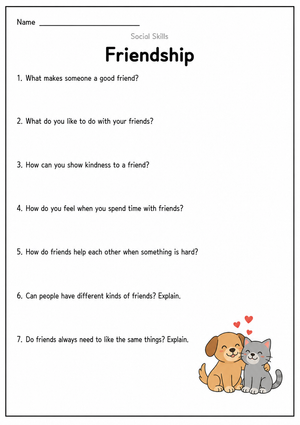 Grade 2 Friendship — Printable No-Prep Worksheet