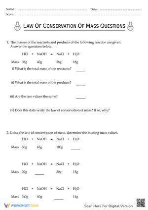 Law of Conservation of Mass Questions