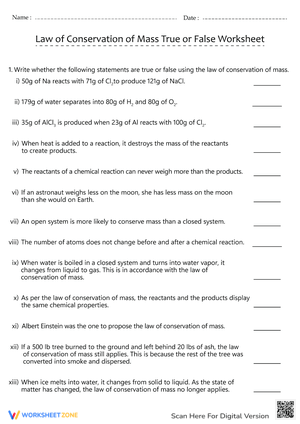 Law of Conservation of Mass: True or False