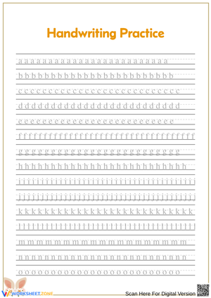 A to Z Handwriting Practice Worksheets