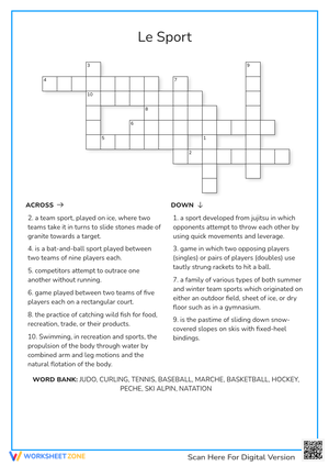 Le Sport Crossword Puzzle