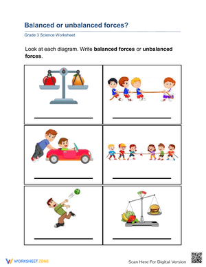 Grade 5 Easter - Balanced And Unbalanced Forces Worksheets 2024