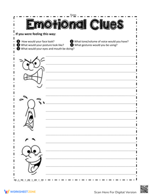 Identifying Emotional Clues Worksheet