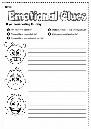 Printable Emotional Clues Worksheet | Grade 2 SEL