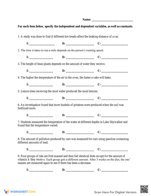Specify IV and DV Worksheet