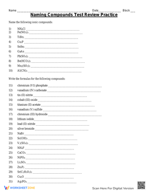 Naming Chemical Compounds Practice