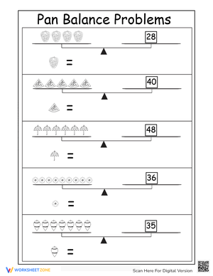 Solving Pan Balance Problems Worksheet