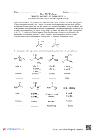Exploring Organic Molecules Worksheet