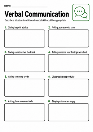 Essential Grade 3-5 Verbal Communication Worksheet