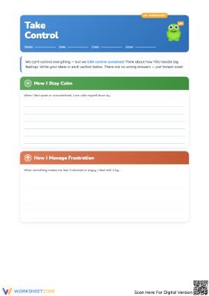 Take Control Worksheet – Managing Emotions