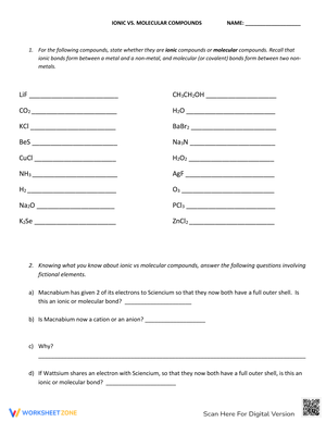Identify Ionic or Molecular Compounds