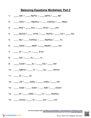 Chemistry Equations Balancing Practice
