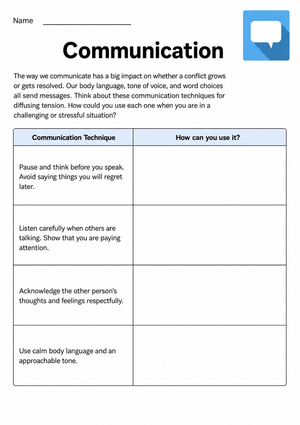 Essential Communication Techniques Worksheet | Grade 8