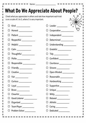 Grade 3 Character Traits — Printable No-Prep Worksheet