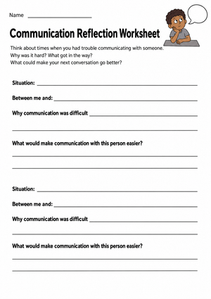 Essential Communication Reflection Worksheet | Grades 4-6