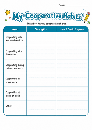 My Cooperative Habits Worksheet