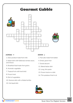 Gourmet Gabble Crossword Puzzle