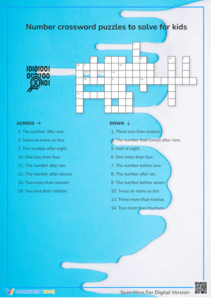 Number Crossword Puzzle - Math Challenges for Kids (Grades 2-4)