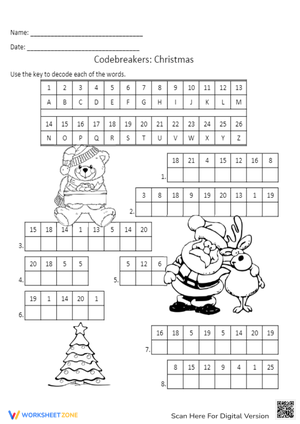 Solve Christmas Codebreakers with this Worksheet