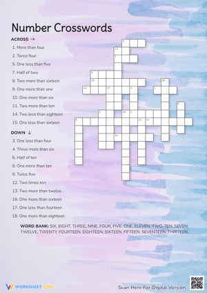 Solve Number Crossword Puzzles for Kids