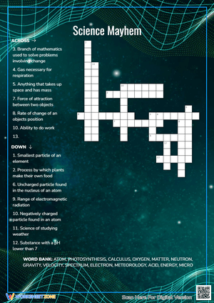 Science Mayhem Crossword Puzzle