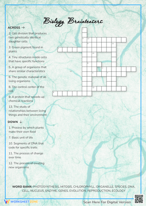 Biology Brainteasers Crossword Puzzle