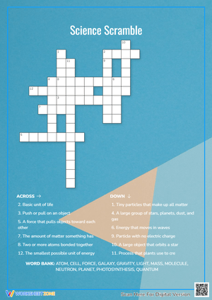 Printable Science Vocabulary Crossword | Grades 3-5
