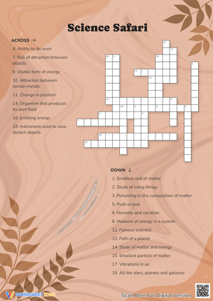 Science Safari Crossword Puzzle
