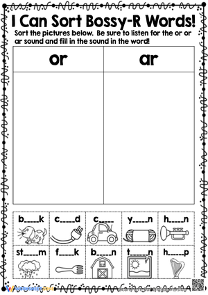 Sort Bossy R Words with this fun worksheet