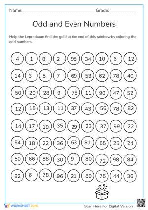 Odd and Even Numbers Identification Worksheet
