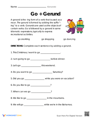 Mastering Go + Gerund Worksheet