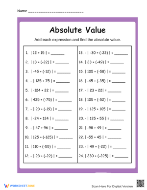Practice Absolute Value Concepts