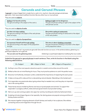 Mastering Gerunds and Gerund Phrases Worksheet