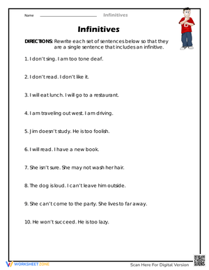 Analyze a Single Sentence Worksheet