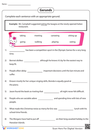 Completing Sentences with Gerunds