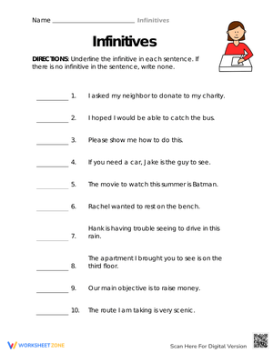 The Infinitive Hunt Worksheet