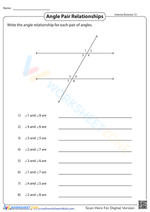 Explore Angle Pair Relationships with this Worksheet