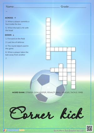 Soccer Vocabulary Crossword Puzzle