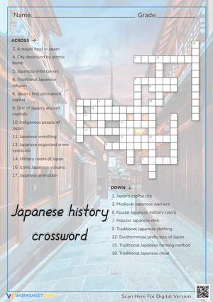 Japanese History Crossword Puzzle - Culture & Geography Fun!