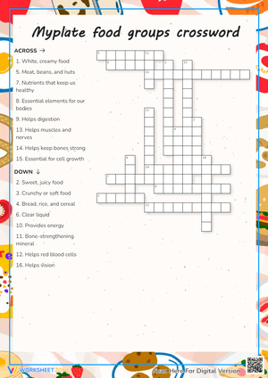 Myplate food groups crossword Crossword Puzzle