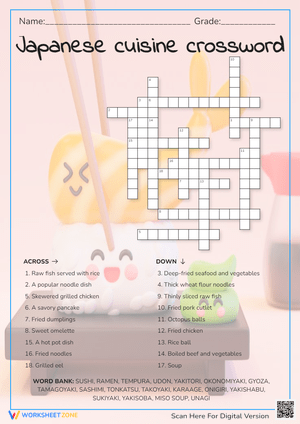 Japanese Cuisine Crossword
