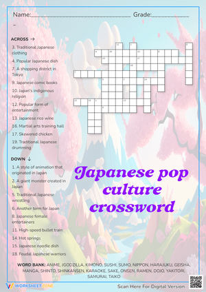 Japanese Pop Culture Crossword