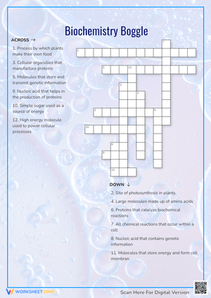 Biochemistry Boggle Crossword Puzzle