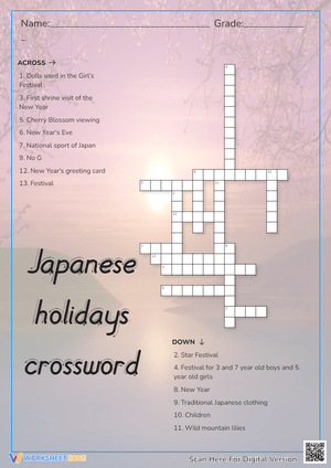 Japanese Holidays Crossword