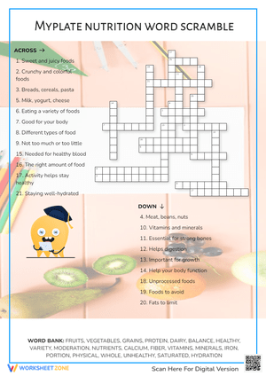 Myplate nutrition word cramble Crossword Puzzle
