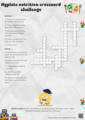 MyPlate Nutrition Crossword Challenge