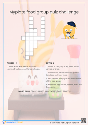 Myplate food group quiz challenge Crossword Puzzle